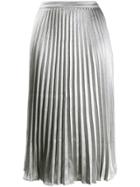 Dkny Pleated Midi Skirt - Silver