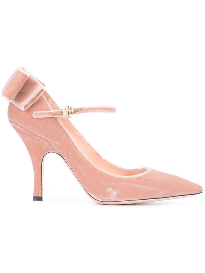 Rochas Pointed Toe Bow Heel Pumps - Pink & Purple