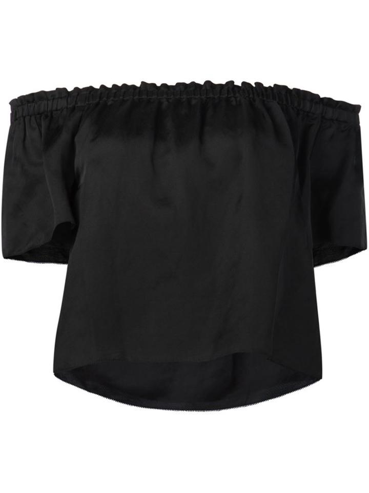 Elizabeth And James Off Shoulder Cropped Top, Women's, Size: Xs, Black, Rayon/linen/flax/cotton