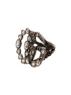 Gucci Gg Crystal Logo Ring - Metallic