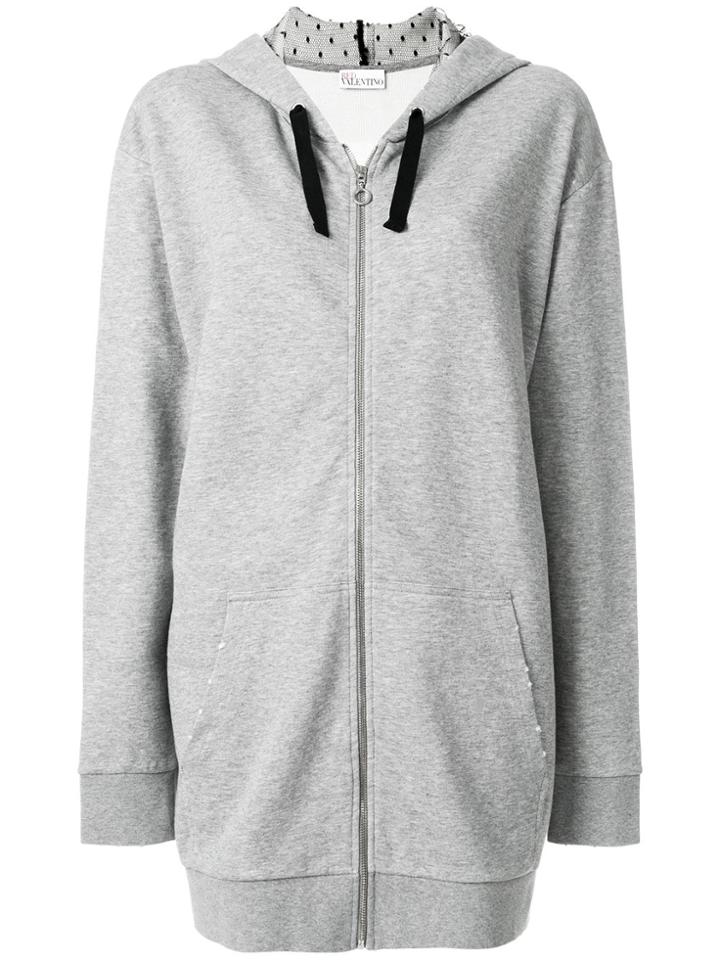 Red Valentino Oversized Zip Hoodie - Grey