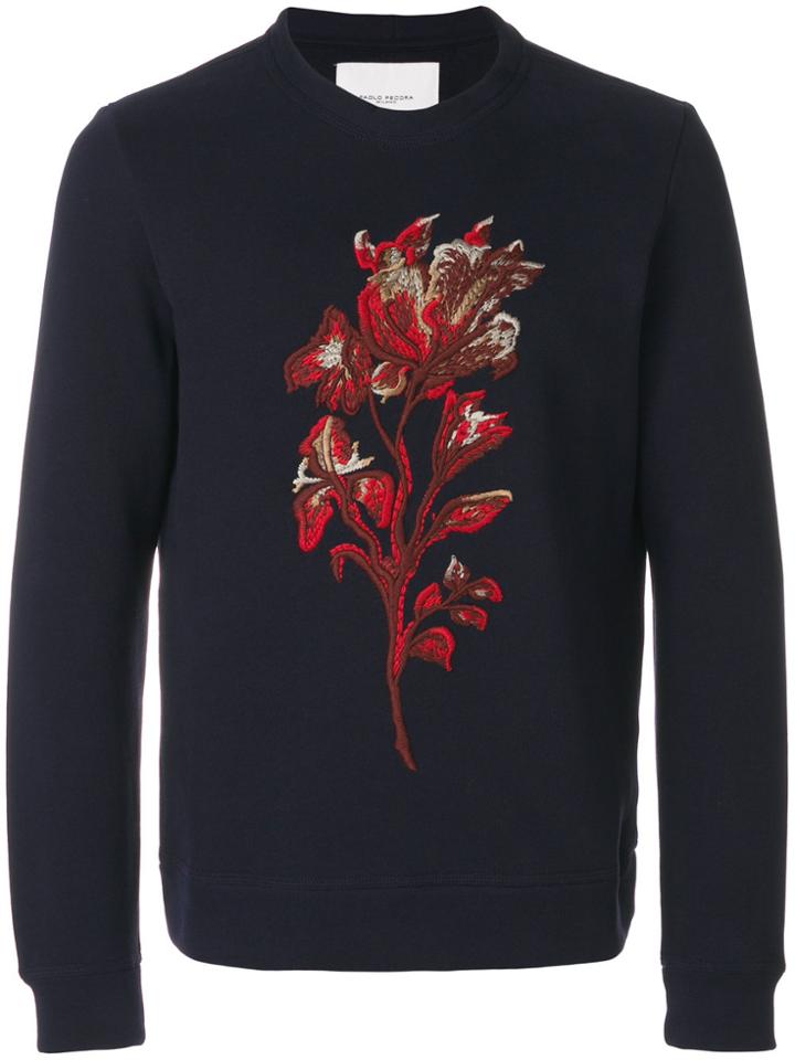 Paolo Pecora Felpa Embroidered Sweatshirt - Blue