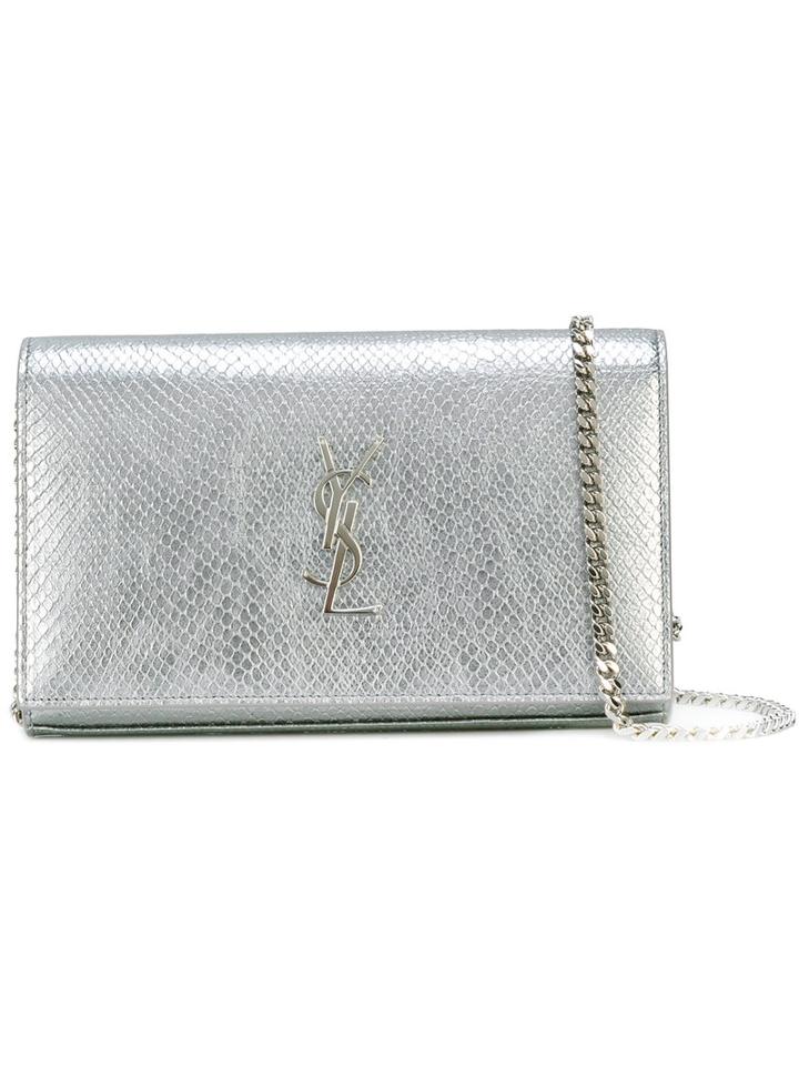 Saint Laurent - Monogram Chain Wallet - Women - Goat Skin - One Size, Women's, Grey, Goat Skin