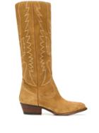 Buttero Embroidered Knee-length Boots - Neutrals
