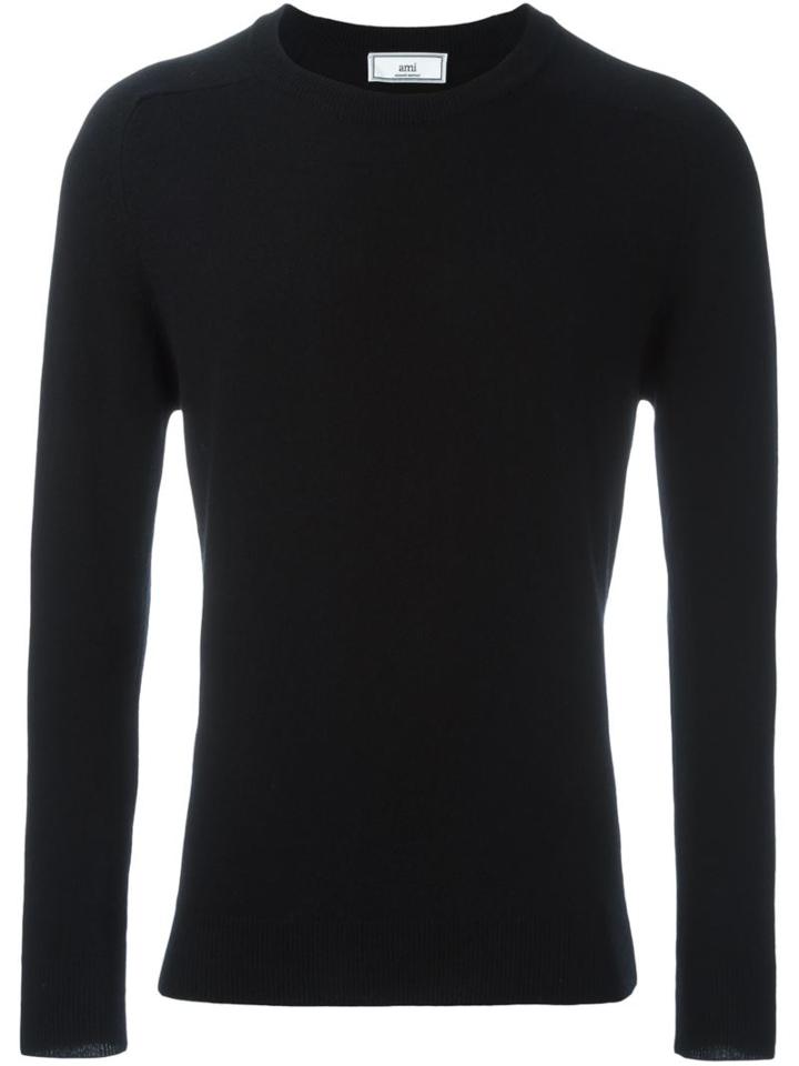 Ami Alexandre Mattiussi Crew Neck Sweater, Men's, Size: Xxl, Black, Cashmere/merino