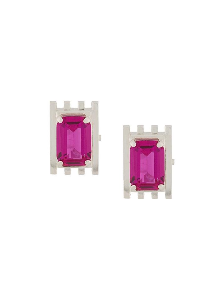Wouters & Hendrix A Wild Original! Fuchsia Corundum Clip-on Earrings -