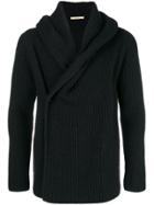 Nuur Ribbed Wrapped Cardigan - Black