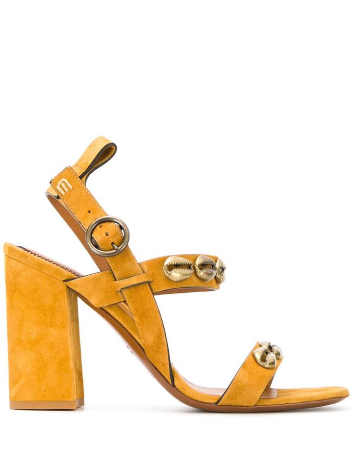 Etro High Block Heel Sandals - Yellow