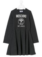 Moschino Kids Teen Logo Print Dress - Grey