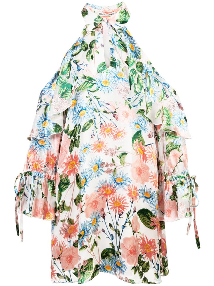 Alice+olivia Floral Cold Shoulder Dress - White