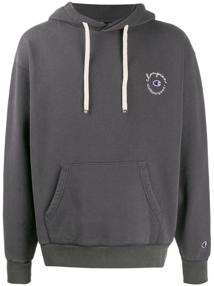 Champion Logo Patch Hoodie - Grey