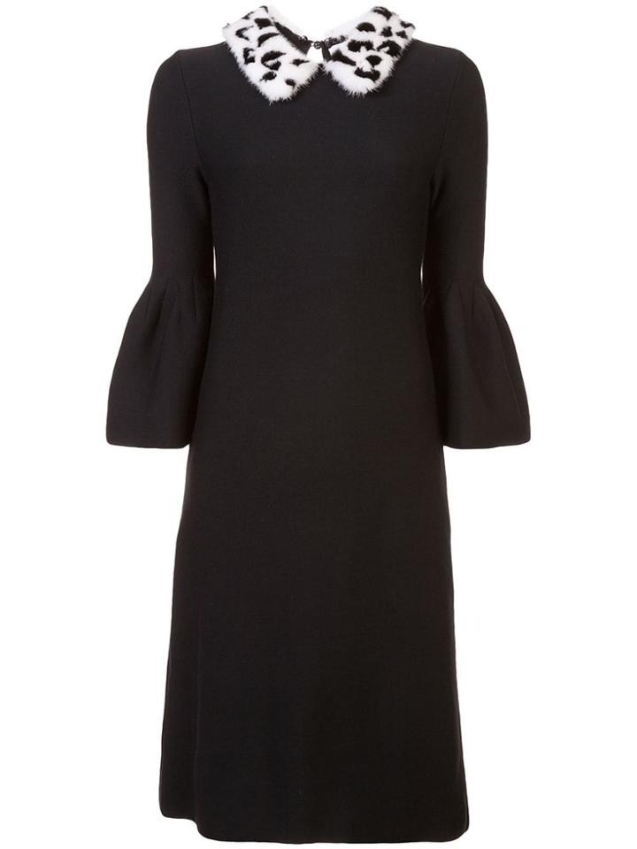 Carolina Herrera Fur Collar Dress - Black
