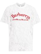 Burberry Embroidered Archive Logo Lace Top - White