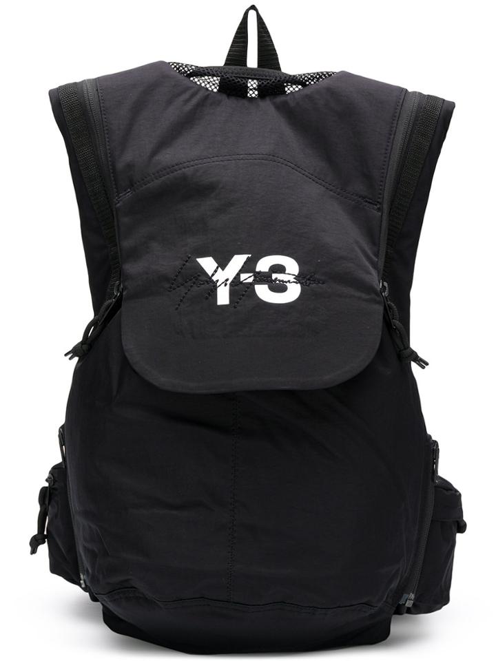 Y-3 Logo Printed Backpack - Black