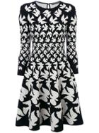 Alexander Mcqueen Bird Printed Skater Dress - Black