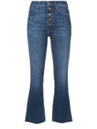 Mother Multiple Buttons Cropped Jeans - Blue