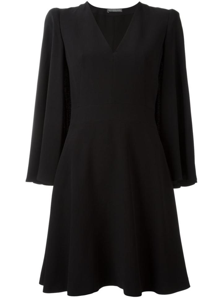 Alexander Mcqueen Flared Cape Dress, Women's, Size: 38, Black, Viscose/acetate/silk