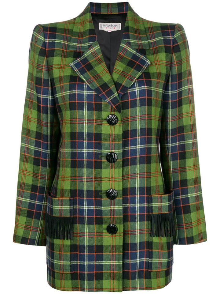 Yves Saint Laurent Vintage 1980's Plaid Buttoned Jacket - Green