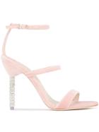 Sophia Webster Pink Velvet Rosalind Crystal 110 Sandals - Pink &