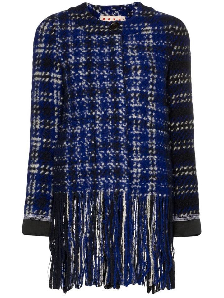 Marni Tweed Fringed Jacket - Blue