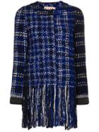 Marni Tweed Fringed Jacket - Blue