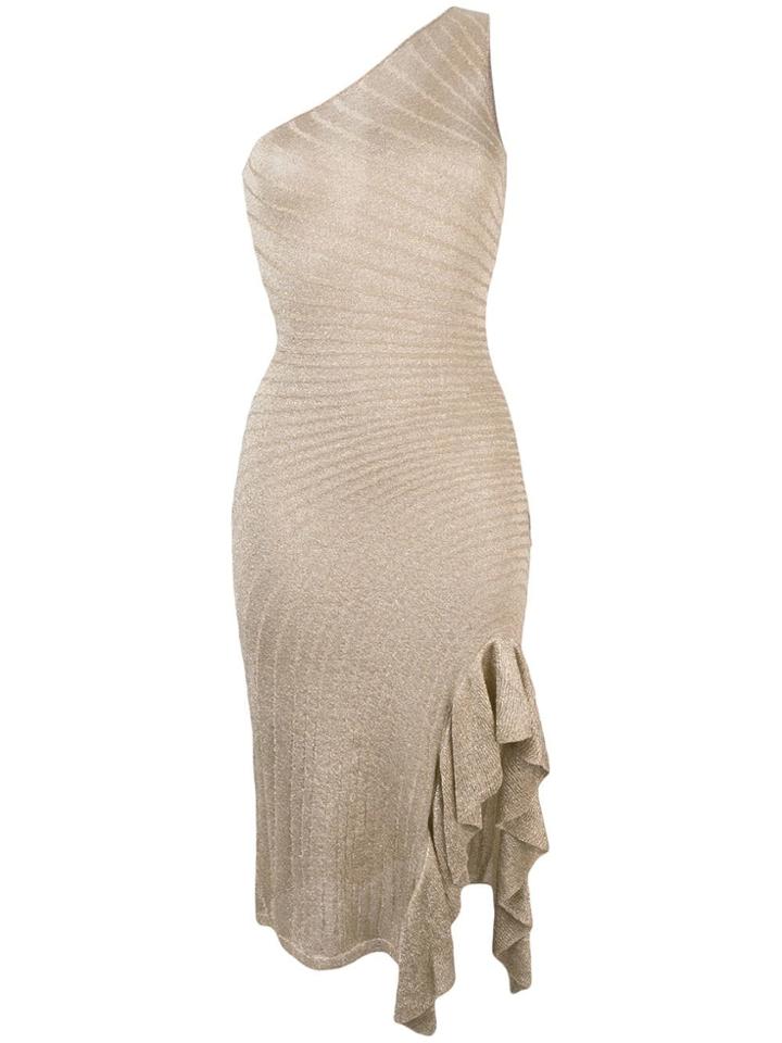 Just Cavalli Fitted One-shoulder Dress - Gold