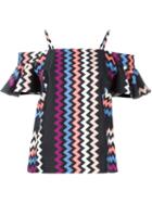 Msgm Chevron Print Off-shoulder Top