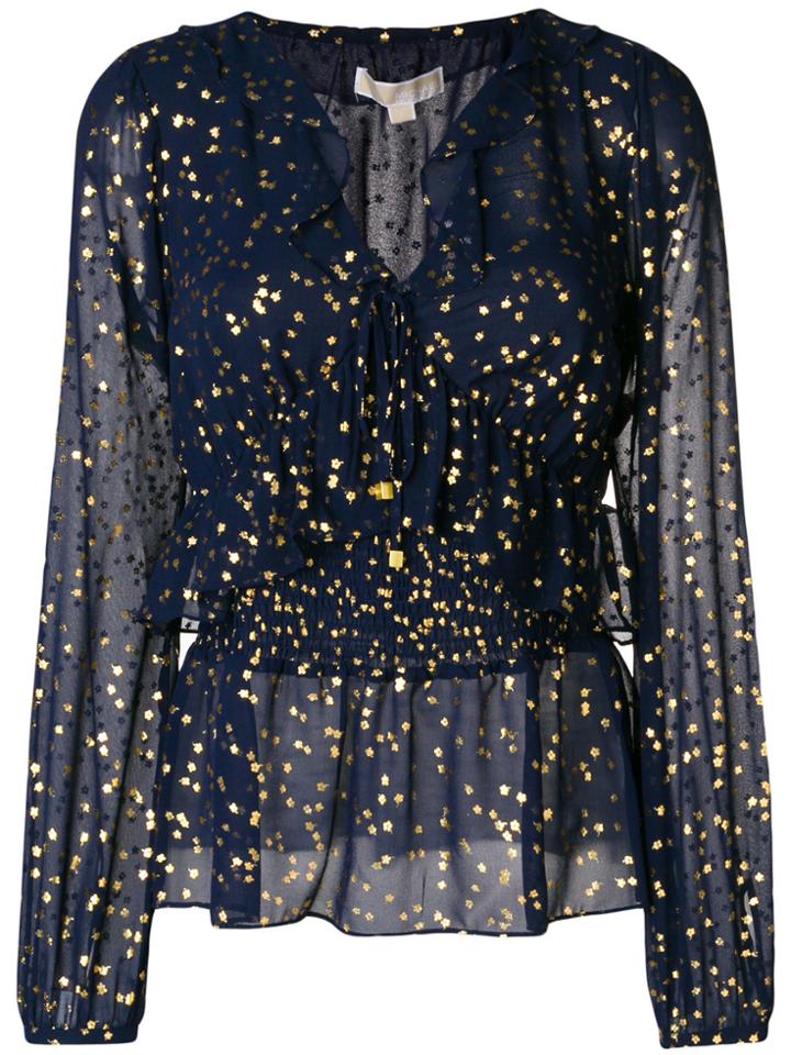 Michael Michael Kors Printed Flated Loose Blouse - Blue