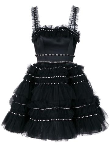 Viktor & Rolf Soir Embellished Tulle Ruffle Mini Black