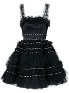 Viktor & Rolf Soir Embellished Tulle Ruffle Mini Black