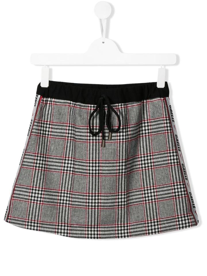 Gaelle Paris Kids Tartan Print Side Stripe Skirt - Black