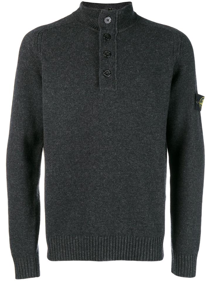 Stone Island Button-up Knitted Jumper - Grey