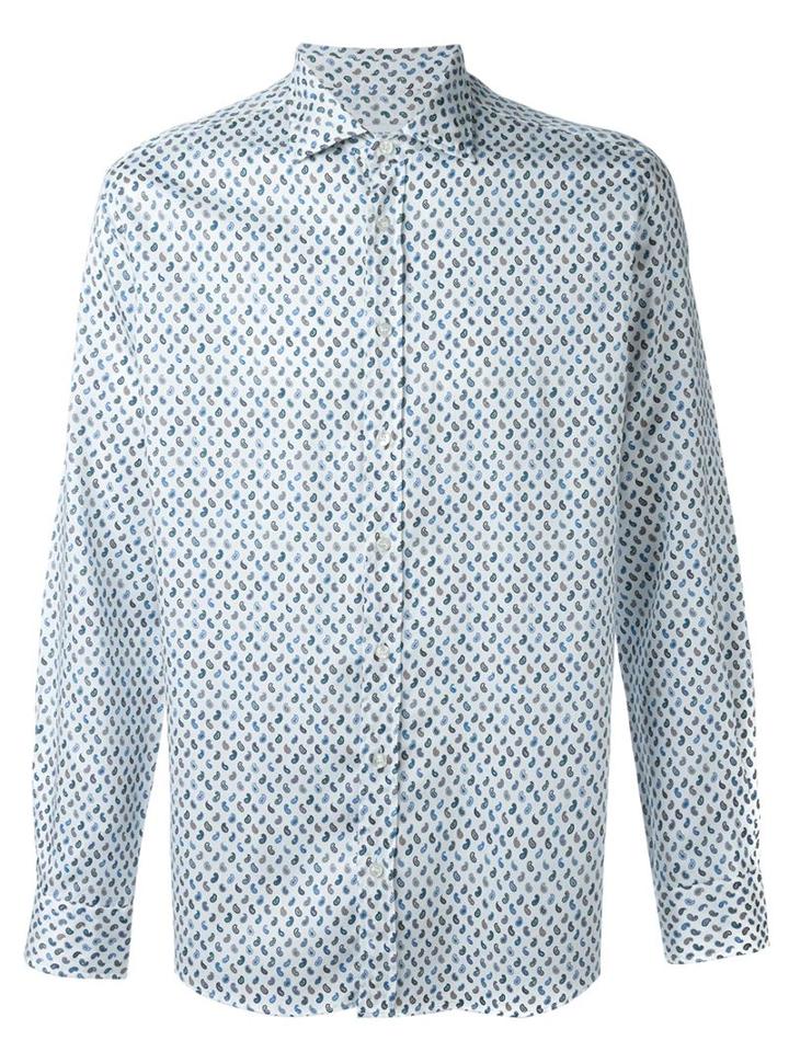 Etro Micro Paisley Print Shirt, Men's, Size: Xxl, White, Cotton