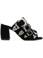Marc Ellis Triple Buckle Mules - Black