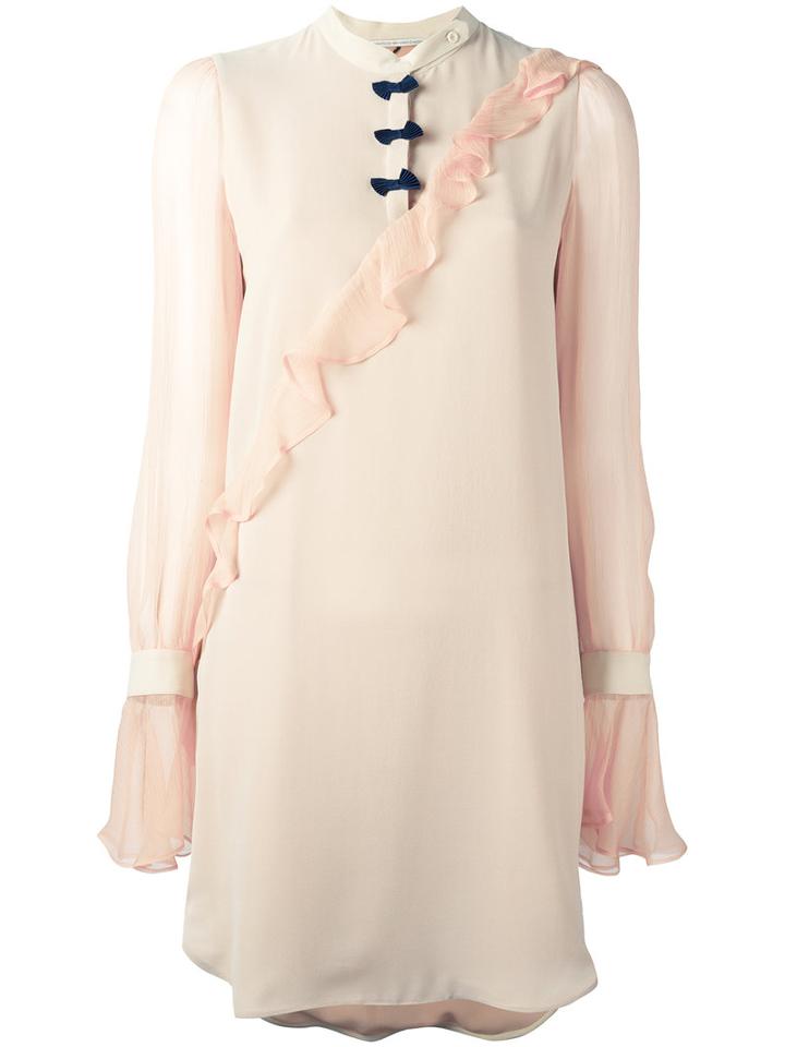 Marco De Vincenzo Pleated Trim Dress, Size: 38, Nude/neutrals, Silk