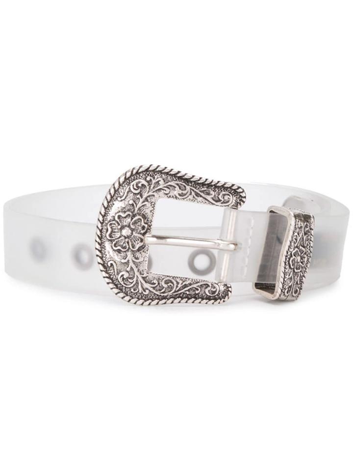 Diesel Embossed Hardware Belt - White