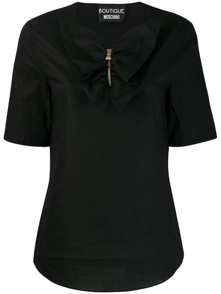Boutique Moschino Ruffled Placket Top - Black