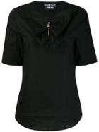 Boutique Moschino Ruffled Placket Top - Black