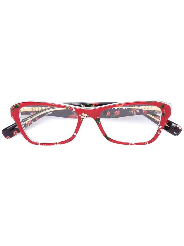 Dolce & Gabbana Kids Floral Print Glasses, Red