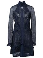 Roberto Cavalli Ruffle Fringe Mini Dress, Women's, Size: 42, Blue, Polyester/viscose