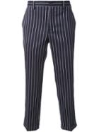 Loveless Striped Cropped Trousers, Men's, Size: 1, Black, Polyester