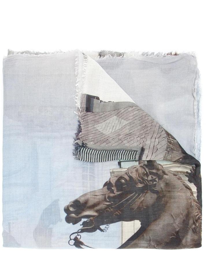 Ottotredici 'jackson Square Statue' Scarf, Women's, Blue, Modal/silk