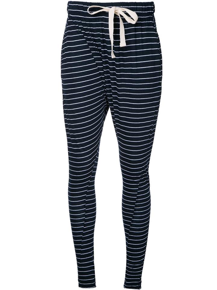 Bassike - Striped Slouchy Trousers - Women - Cotton - S, Blue, Cotton