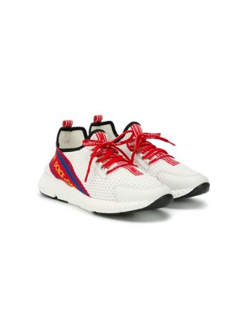 Dolce & Gabbana Kids Lace-up Low Sneakers - 8t576 Bianco/rosso/blu