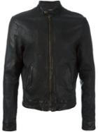 Pihakapi Back Print Leather Jacket, Men's, Size: Large, Black, Viscose/lamb Skin