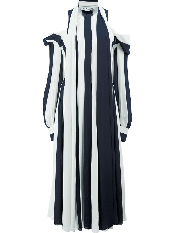 Monse Cut Out Shoulders Striped Dress - Black