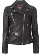 Diesel 'l-monet' Biker Jacket, Women's, Size: Medium, Black, Lamb Skin/acetate/polyester