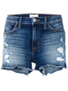 Hudson - Soko Distressed Denim Shorts - Women - Cotton/polyurethane - 27, Blue, Cotton/polyurethane