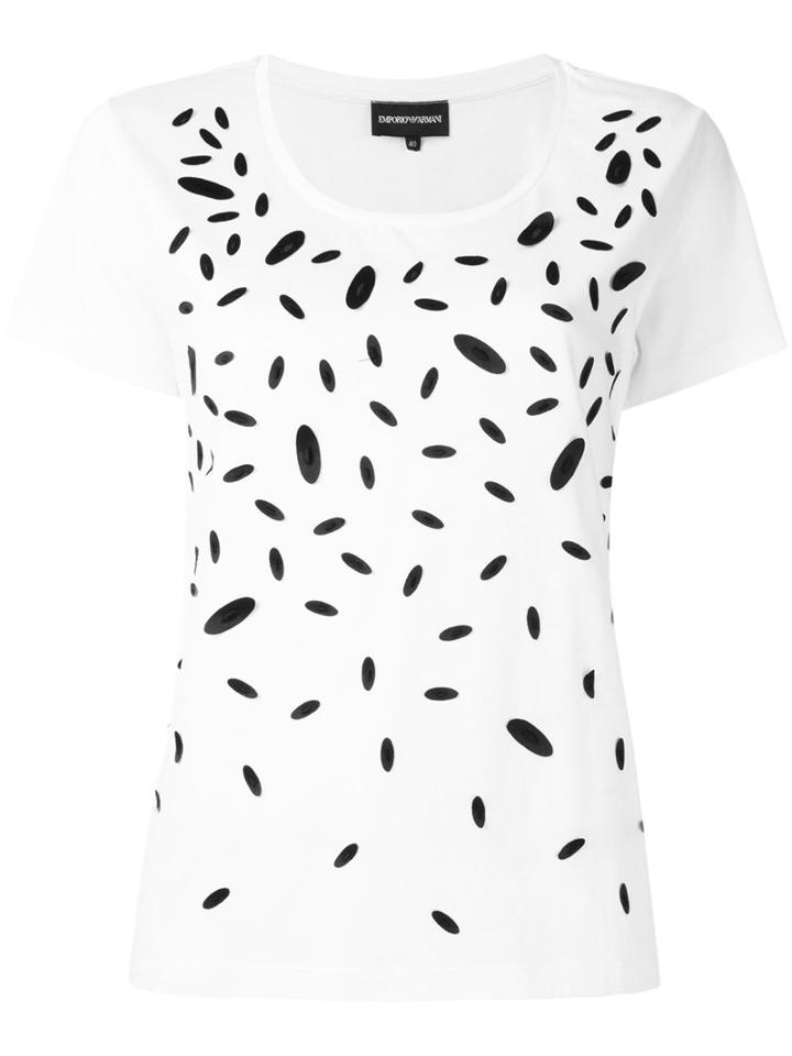 Emporio Armani Contrast Print T-shirt, Women's, Size: 44, White, Cotton/modal