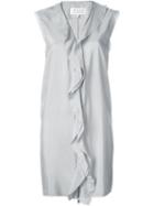 Maison Margiela Zip Trim Ruffled Dress, Women's, Size: 40, Grey, Silk